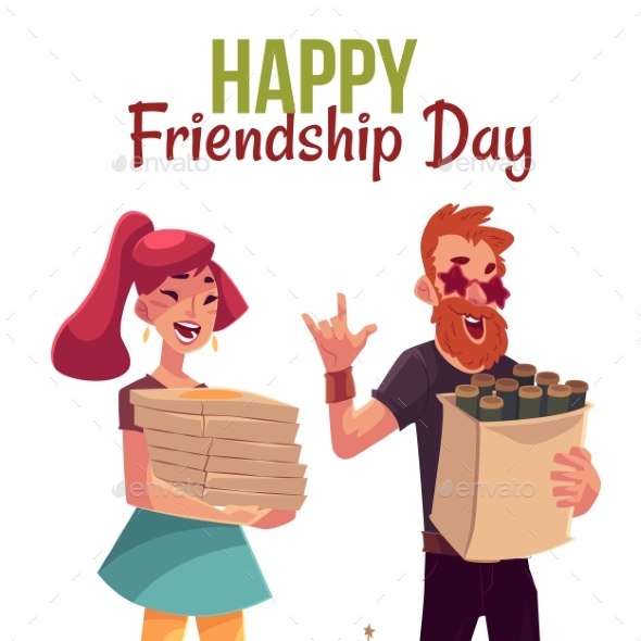 Happy Friendship Day Greeting Card - People Characters
