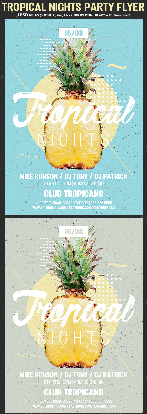 Tropical Nights Summer Psd Flyer - Clubs & Parties Events