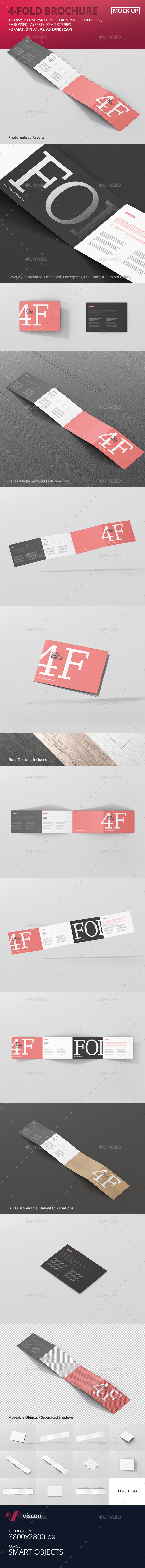 4-Fold Brochure Mockup - Din A4 A5 A6 Landscape - Brochures Print