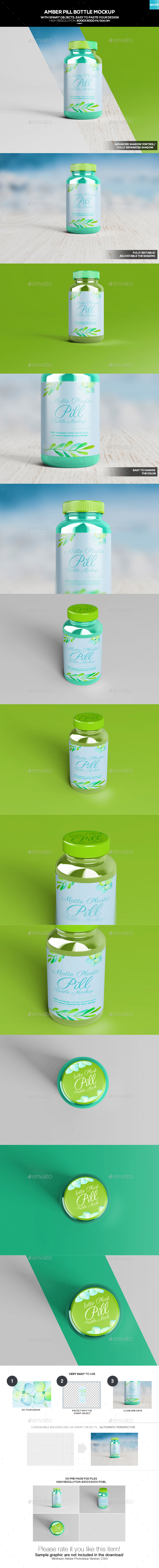 Download Amber Pill Bottle Mockup by Wutip | GraphicRiver