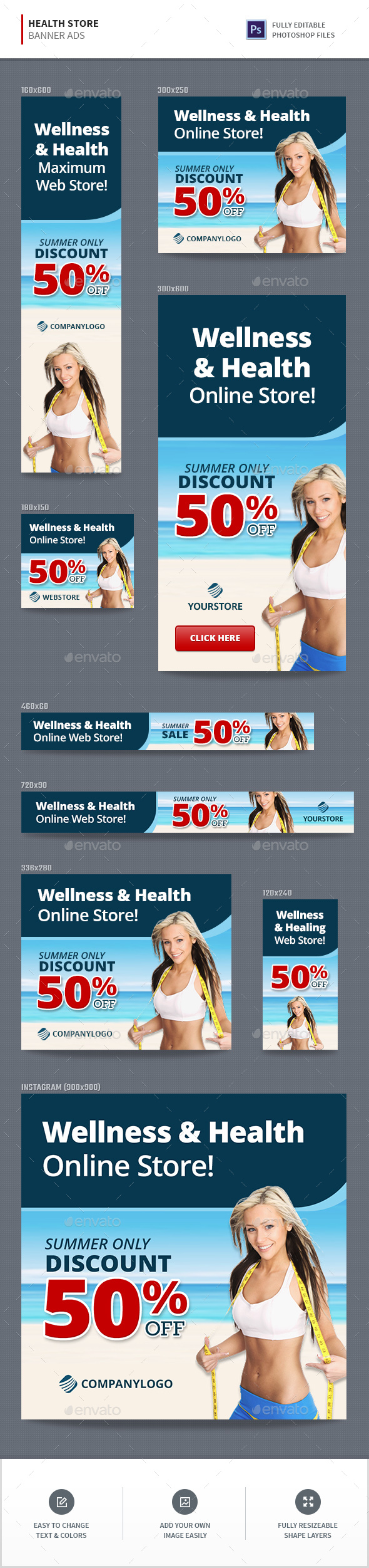Health Store Banners - Banners & Ads Web Elements