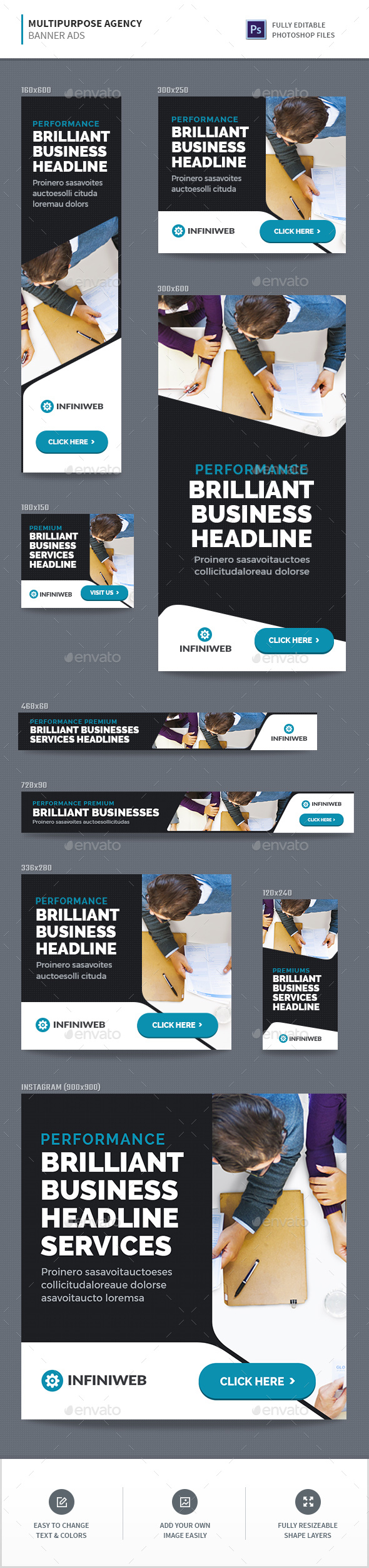 Multipurpose Agency Banners - Banners & Ads Web Elements