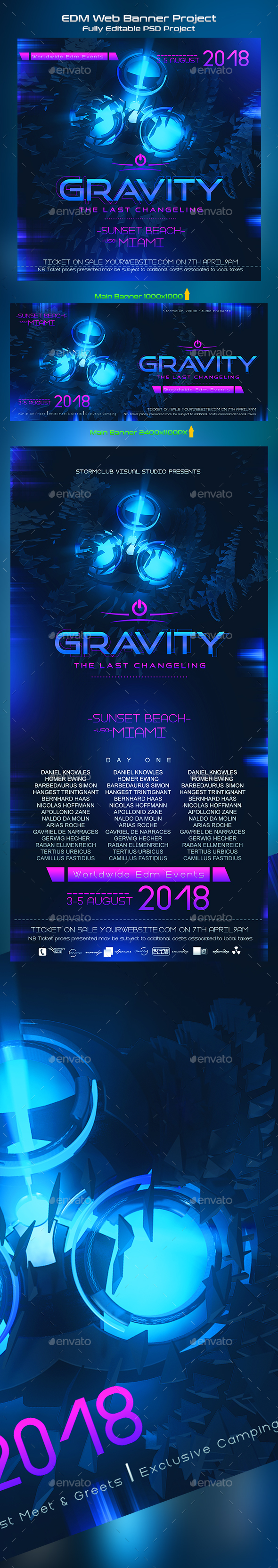 Gravity EDM Banner Template - Banners & Ads Web Elements