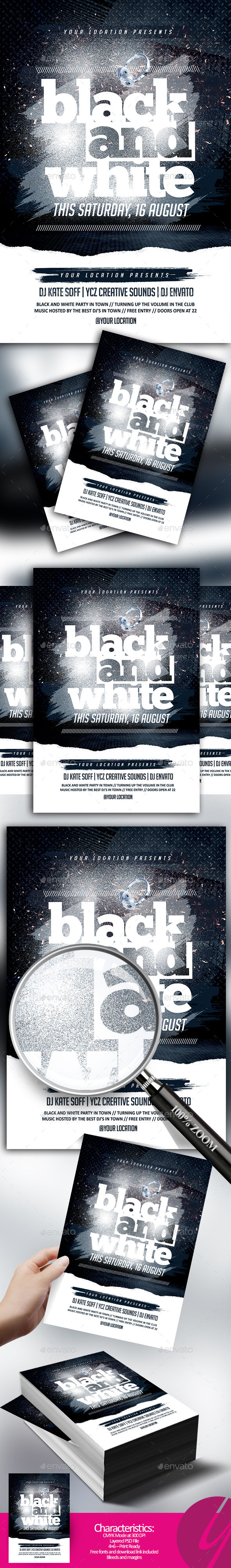 Black and White Party Flyer - Clubs & Parties Events