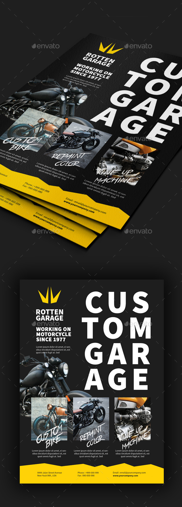Motorcycle Custom Garage Flyer - Commerce Flyers