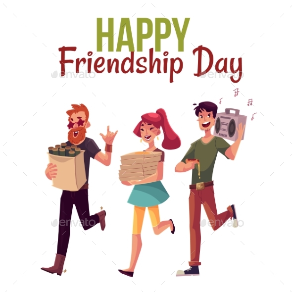 Happy Friendship Day Greeting Card - People Characters