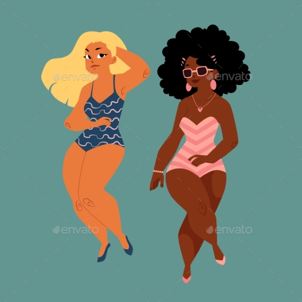 Plump, Curvy Women, Girls, Plus Size Models - People Characters