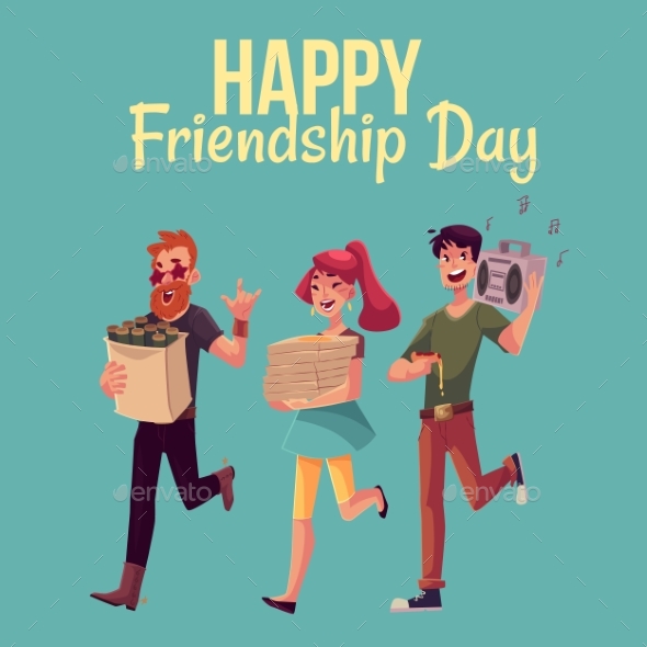 Happy Friendship Day Greeting Card - People Characters