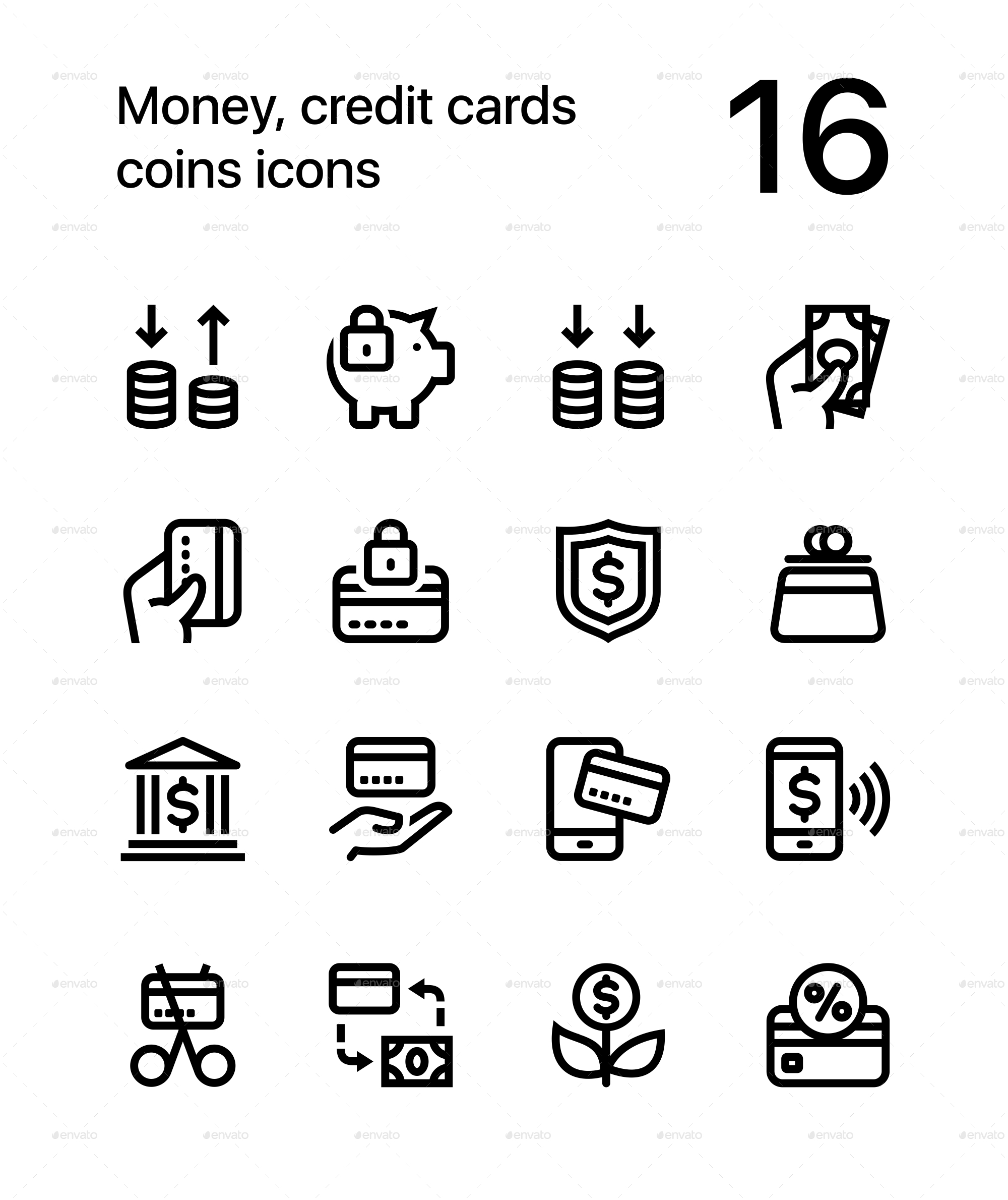 Money, Credit Cards, Coins Icons for Web and Mobile Design Pack 3 in Business Icons - product preview 1
