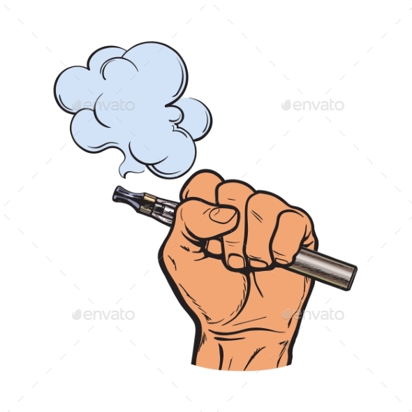 Male Hand Holding E-Cigarette - Miscellaneous Vectors
