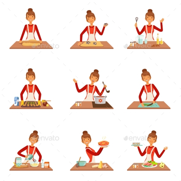 Smiling Woman Chef - People Characters