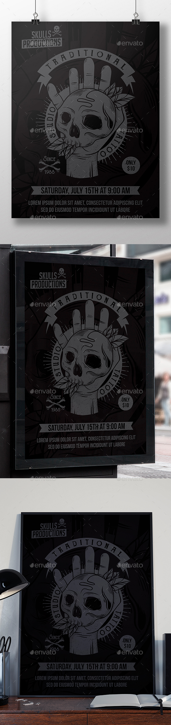 Skull Hand Tattoo Flyer - Miscellaneous Events