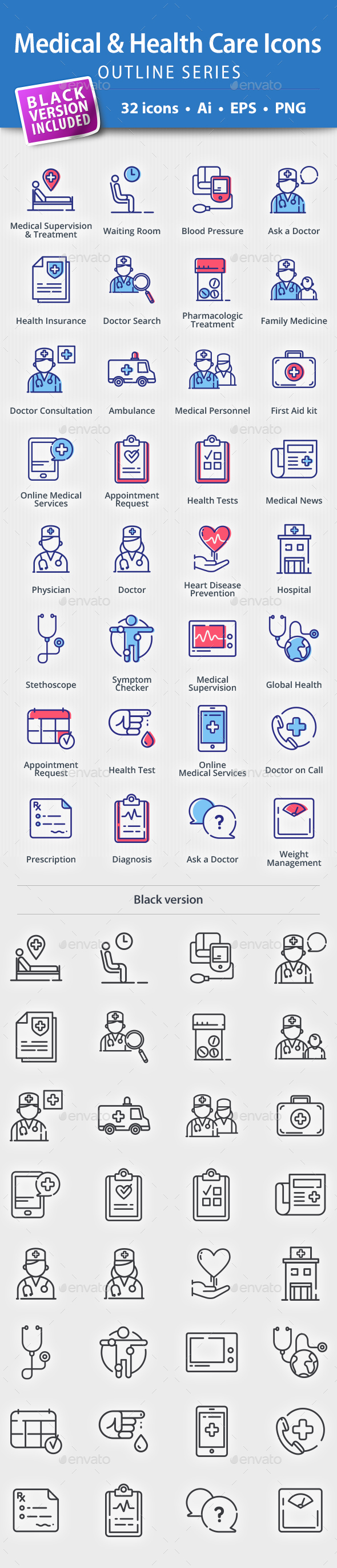 Medical & Health Care Icons - Outline Series - Web Icons