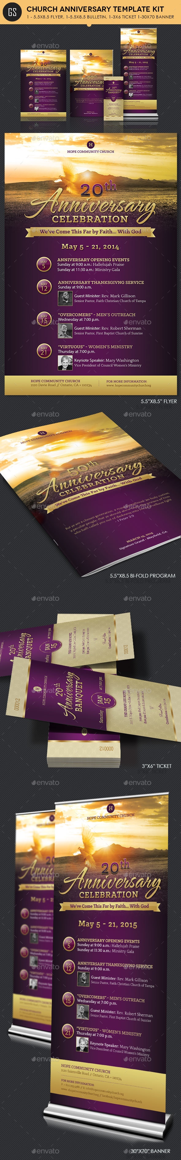 Church Anniversary Template Kit - Church Flyers