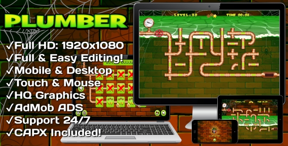 Plumber - Html5 Game 30 Levels + Mobile Version! (Construct 3 | Construct 2 | Capx) - 18