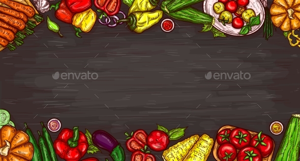 Cartoon Illustration of Various Vegetables - Food Objects
