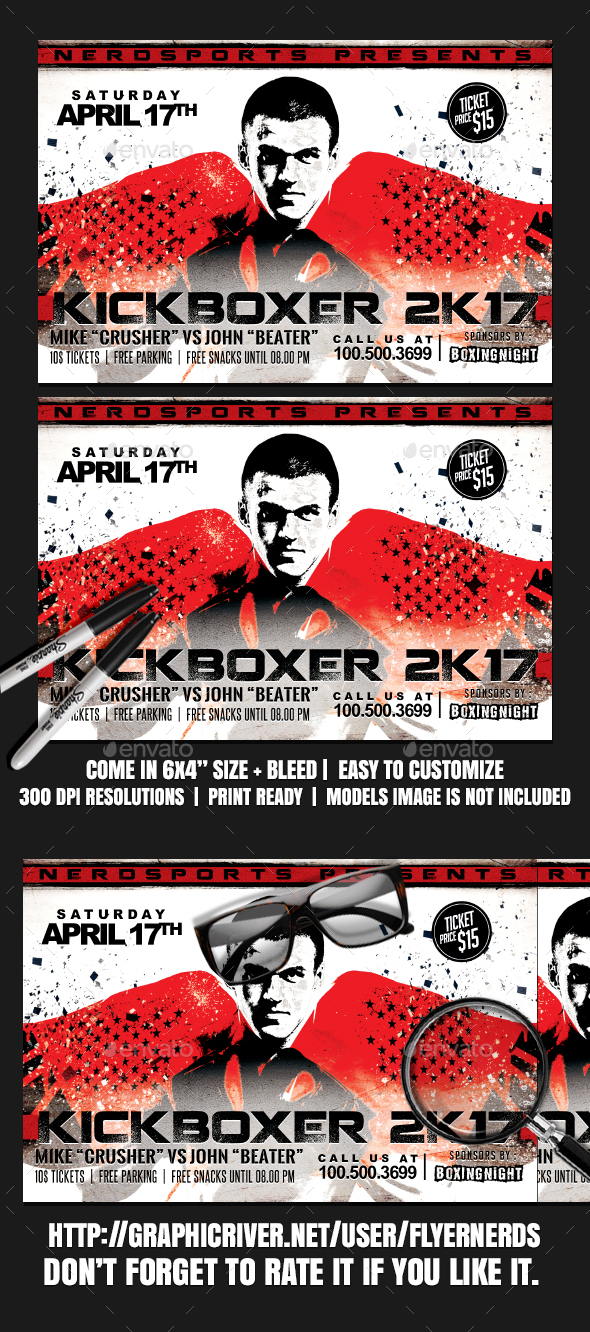 Kickboxer Fight Sports Flyer - Sports Events