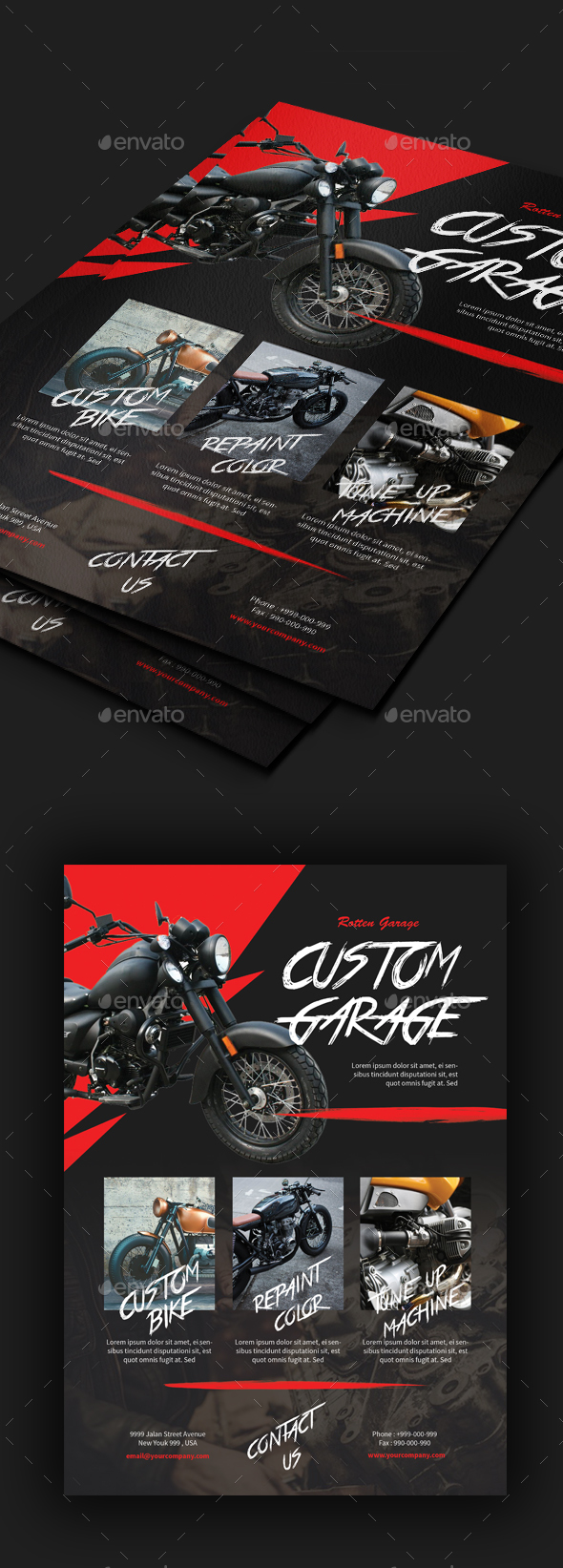 Motorcycle Custom Garage Flyer - Corporate Flyers