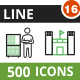 500 Vector Green & Black Line Icons Bundle (Vol-16)