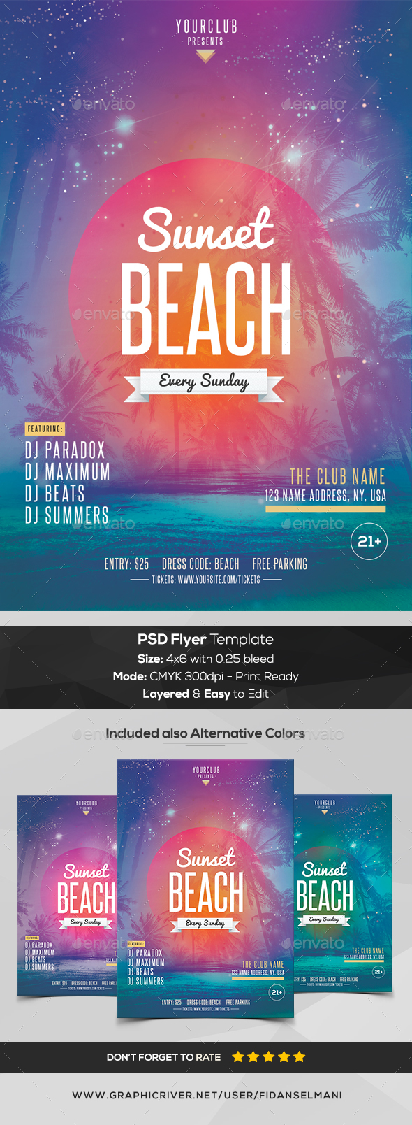 Sunset Beach - PSD Flyer Template - Events Flyers