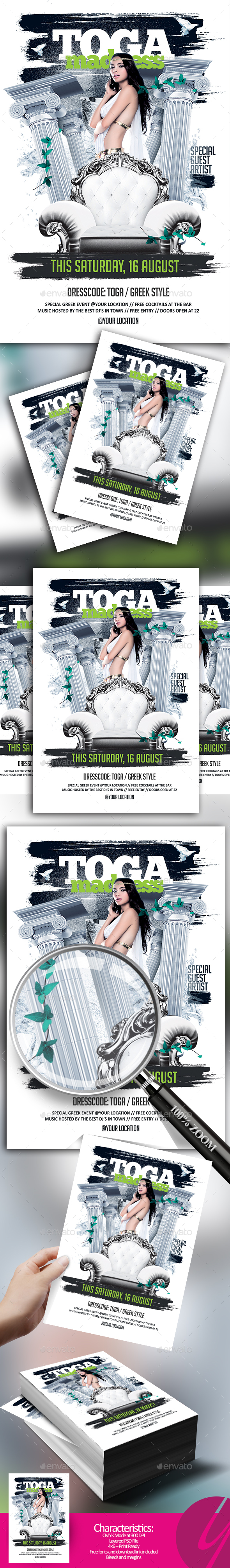 Toga Madness Flyer - Clubs & Parties Events