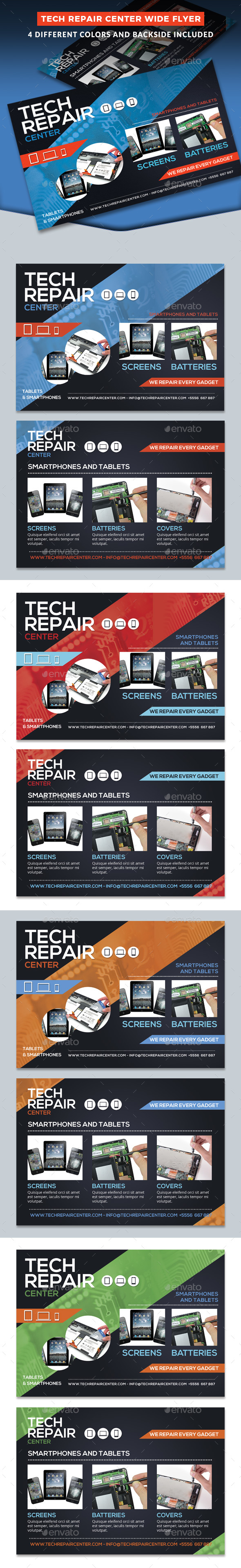 Tech Repair Center Wide Flyer Template - Commerce Flyers