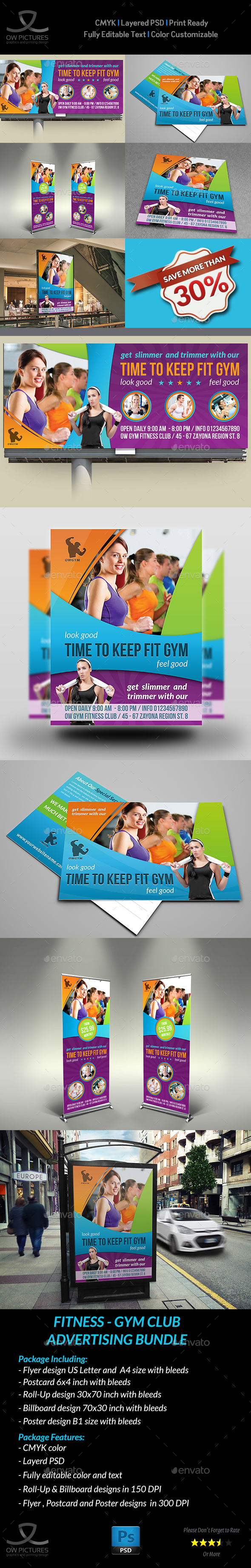 Fitness - GYM Advertising Bundle Vol.2 - Signage Print Templates