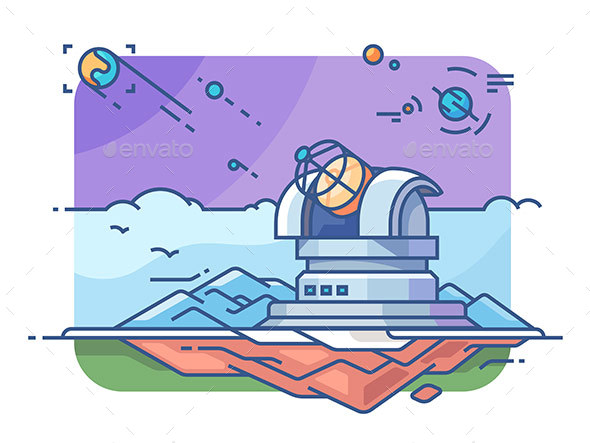 Observatory with Telescope - Buildings Objects