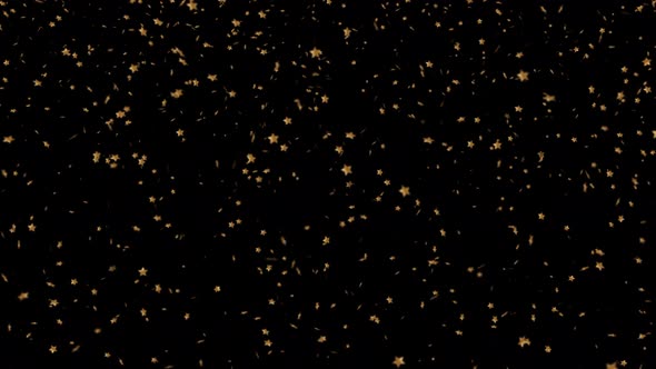 Golden Star Confetti Falling Down Over Black Background. Could Be Used for Birthdays Parties Celebra alt