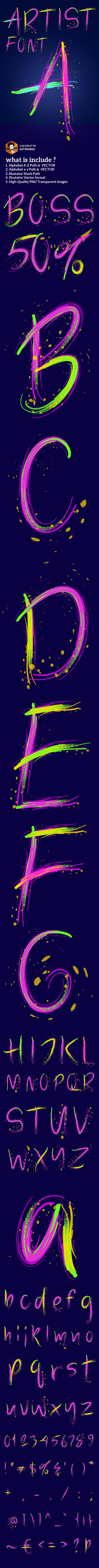 Artistic Colorful Alphabet - Artistic Brushes