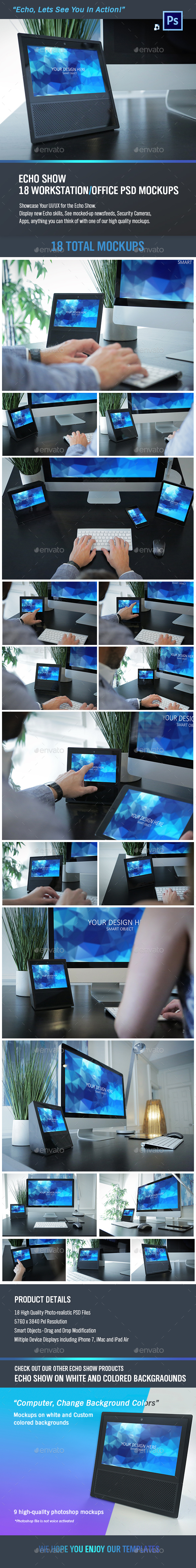 Echo Show Workstation PSD Mockups - Product Mock-Ups Graphics