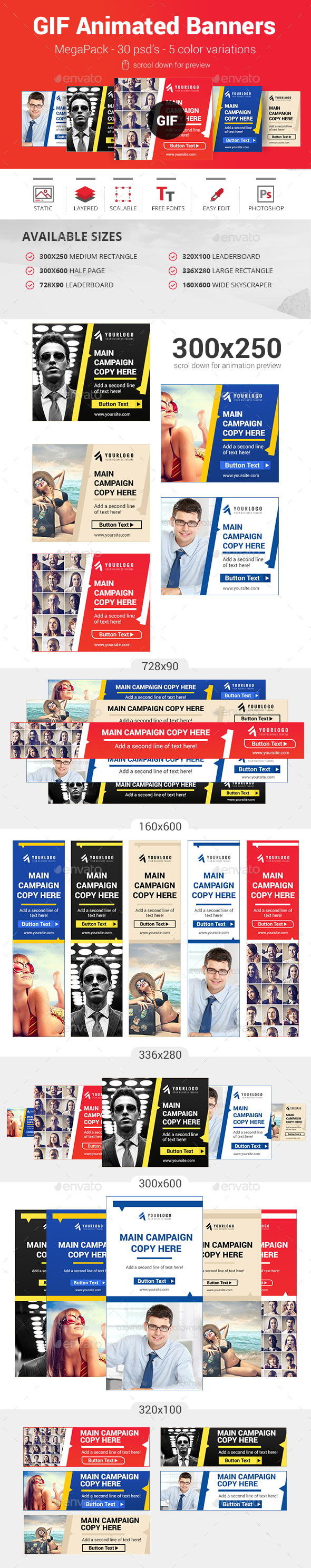 GIF Animated Banners - Exclusive Mega Pack - Banners & Ads Web Elements
