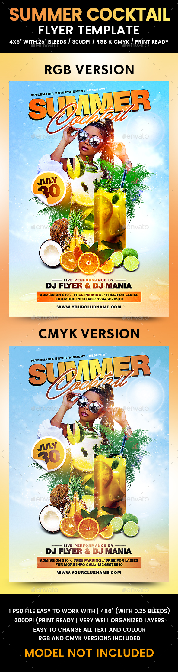 Summer Cocktail Flyer Template - Flyers Print Templates