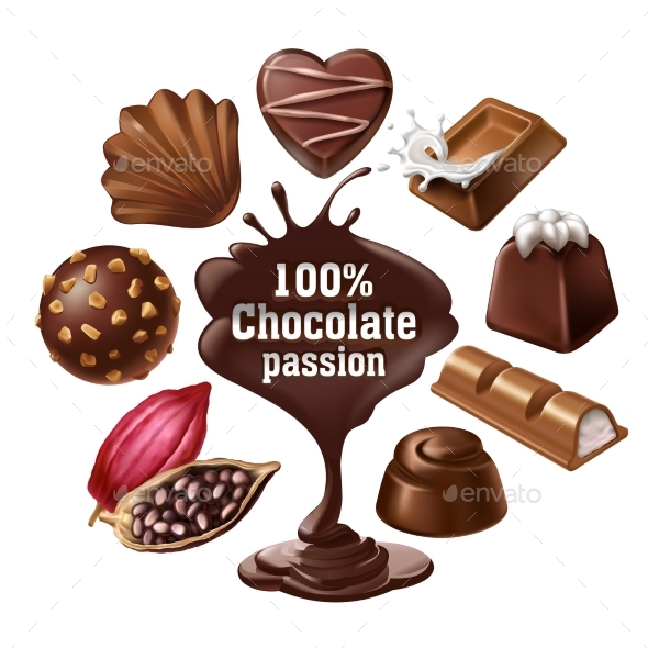 Set of Vector Icons of Chocolate Desserts - Food Objects