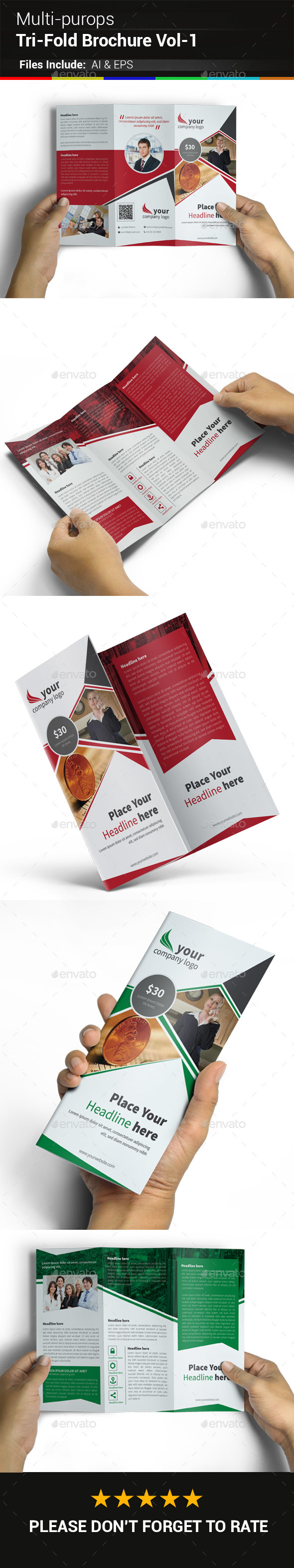 Multipurpose Business Tri-Fold Brochure Vol-1 - Corporate Brochures