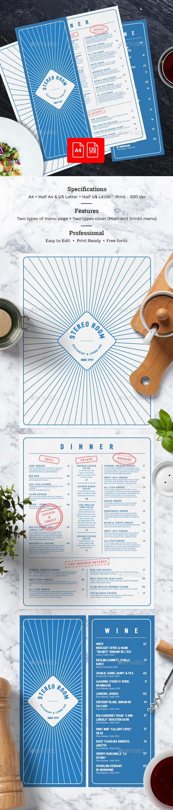 Elegant Cafe Menu - Food Menus Print Templates