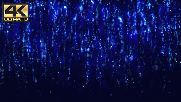Abstract Dark Blue Digital Particle Rain Background 4K