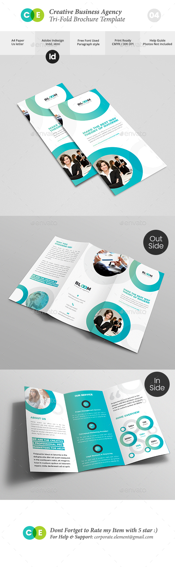 Creative Business Agency Tri-Fold Brochure V04 - Brochures Print Templates