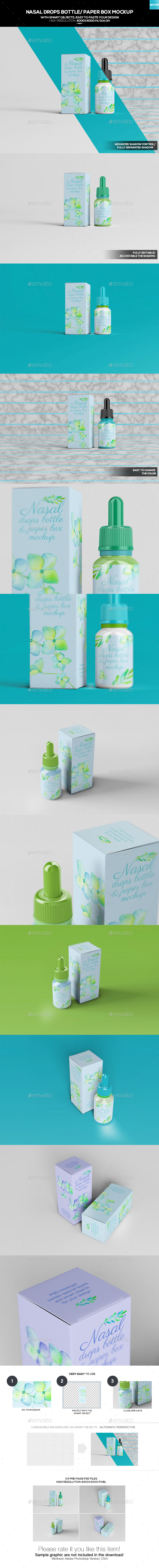 Nasal Drops Bottle/ Paper Box Mockup - Miscellaneous Packaging