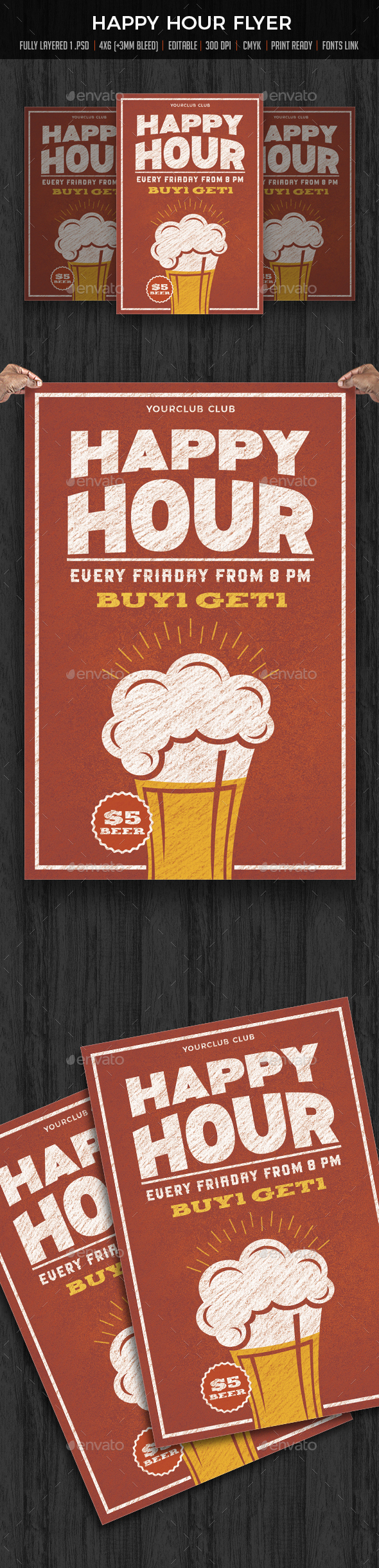 Happy Hour Flyer / Poster - Clubs & Parties Events