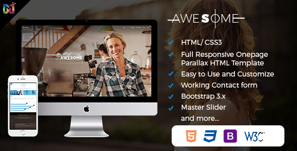 Awesome- Responsive Onepage - ThemeForest 19991188