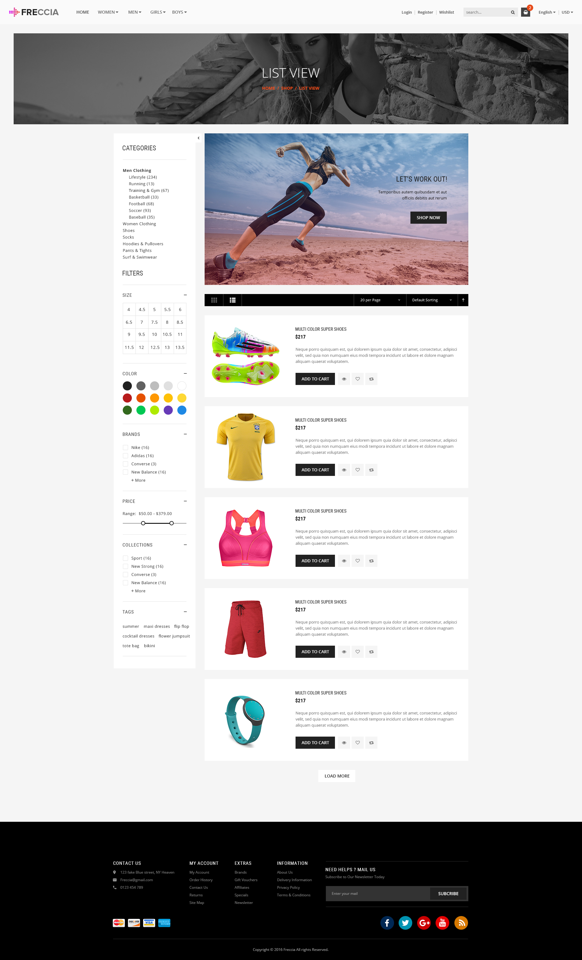 Freccia - Sportswear Store PSD Templates