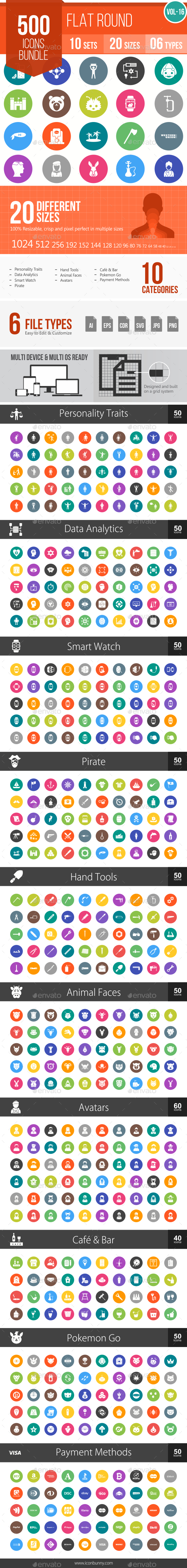 GraphicRiver 500 Vector Colorful Round Flat Icons Bundle Vol-16 20286570 GraphicRiver 500 Vector Colorful Round Flat Icons Bundle Vol-16 20286570