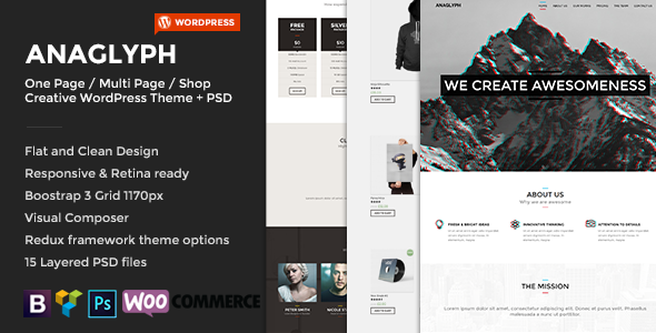ANAGLYPH - One page / Multi Page WordPress Theme - Creative WordPress