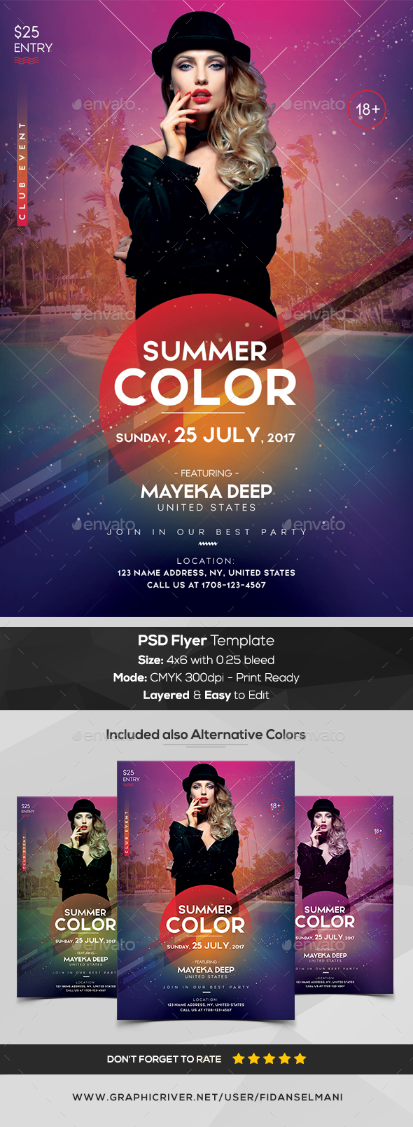 Summer Color - PSD Flyer Template - Events Flyers