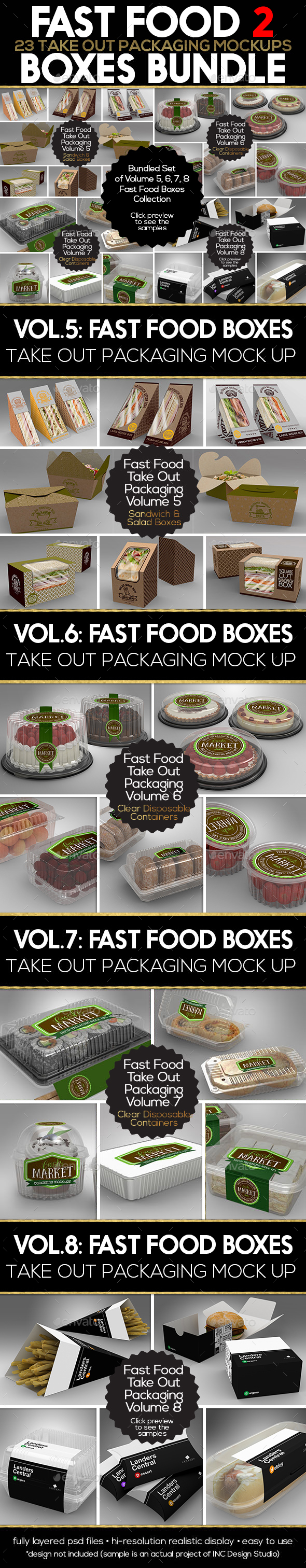 GraphicRiver Fast Food Boxes Mock Up Bundle 2 20288036 GraphicRiver Fast Food Boxes Mock Up Bundle 2 20288036