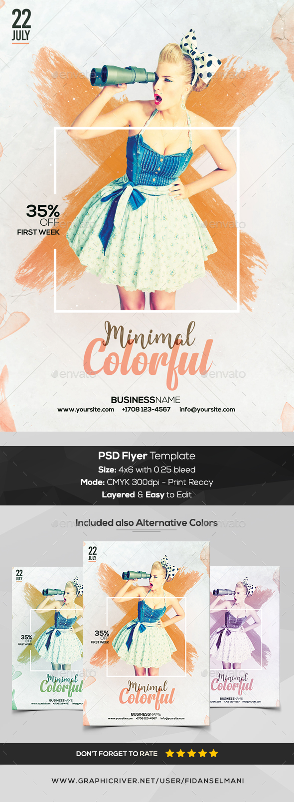 Colorful Minimal - PSD Flyer Template - Flyers Print Templates