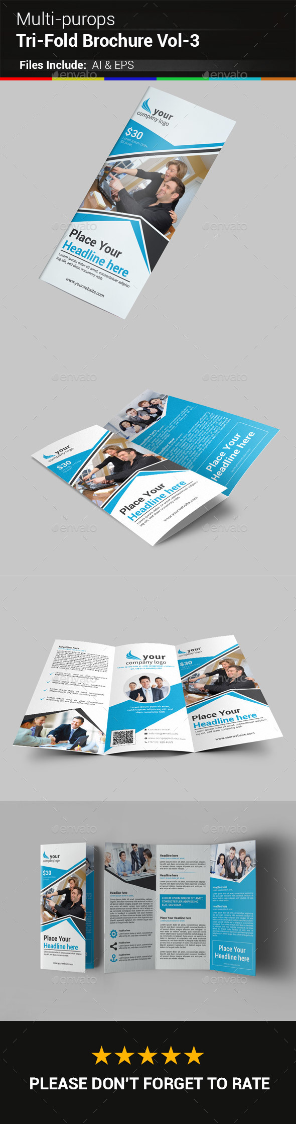 Multipurpose Business Tri-Fold Brochure Vol-3 - Corporate Brochures