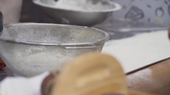 Cooking Pies with Meat in Slow Motion