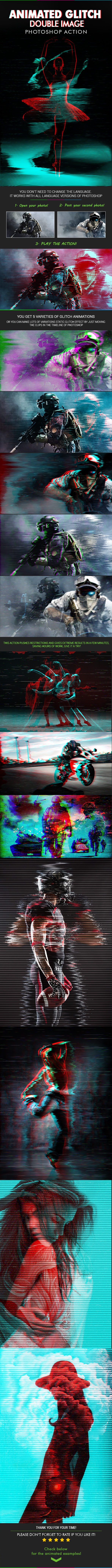 Animated Glitch Double Image - Photo Effects Actions